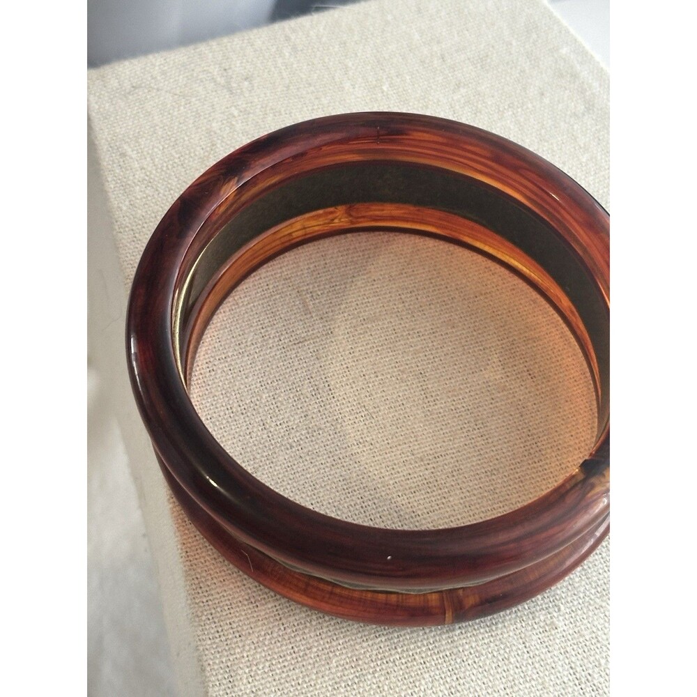 New In Box Avon Fade to Dusk Bangle Set (3-Piece) Faux Tortoise & Gold Python - Picture 11 of 11